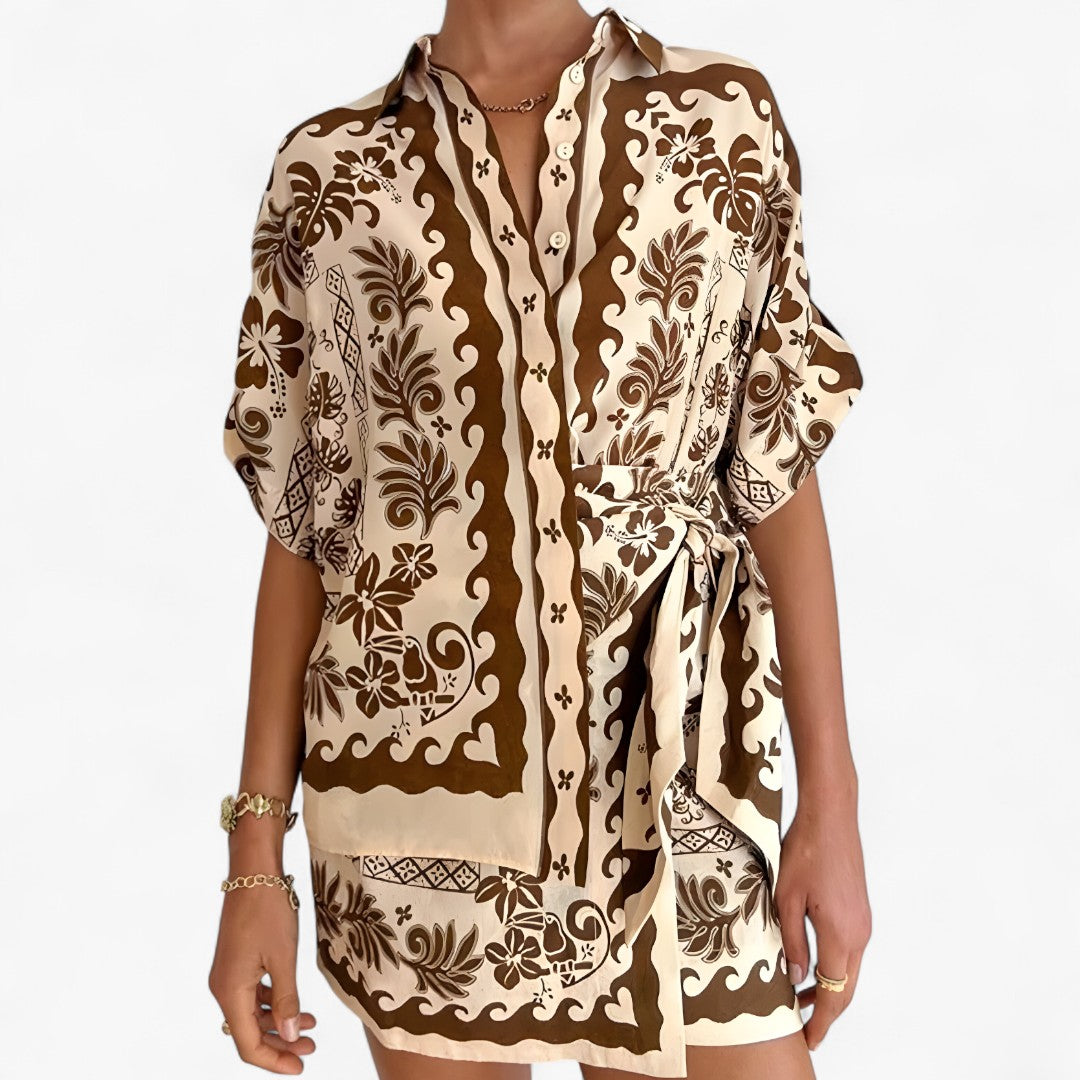 Luna | Abito camicia stampato in stile boho con eleganza naturale - - Complete Outfit DRESS - Concept Palermo