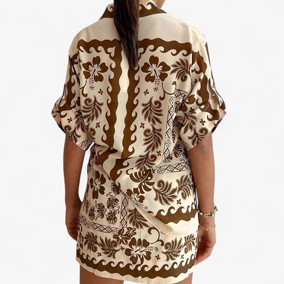 Luna | Abito camicia stampato in stile boho con eleganza naturale - - Complete Outfit DRESS - Concept Palermo