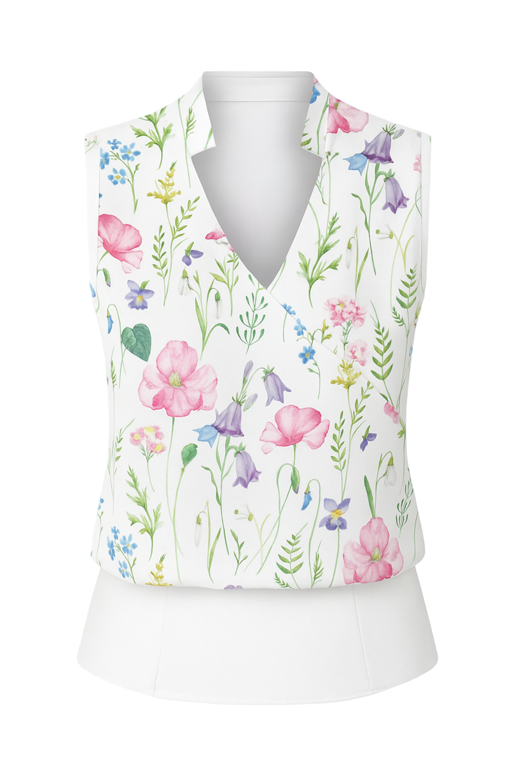 Elena | Blusa senza maniche con scollo a V e colletto alto - Fiore 3 - fashion Frauen Oberteil - Concept Palermo
