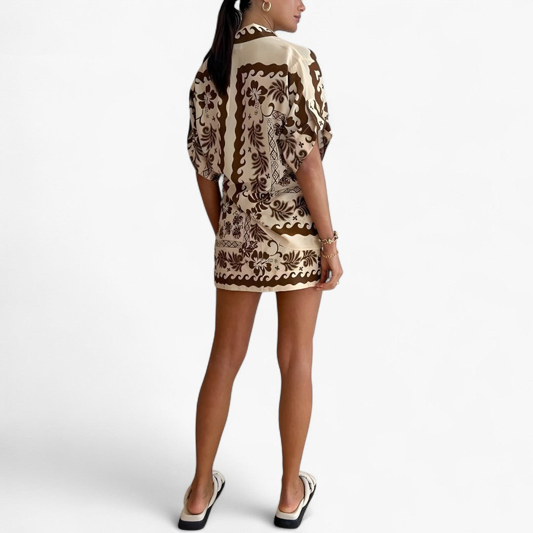 Luna | Abito camicia stampato in stile boho con eleganza naturale - - Complete Outfit DRESS - Concept Palermo