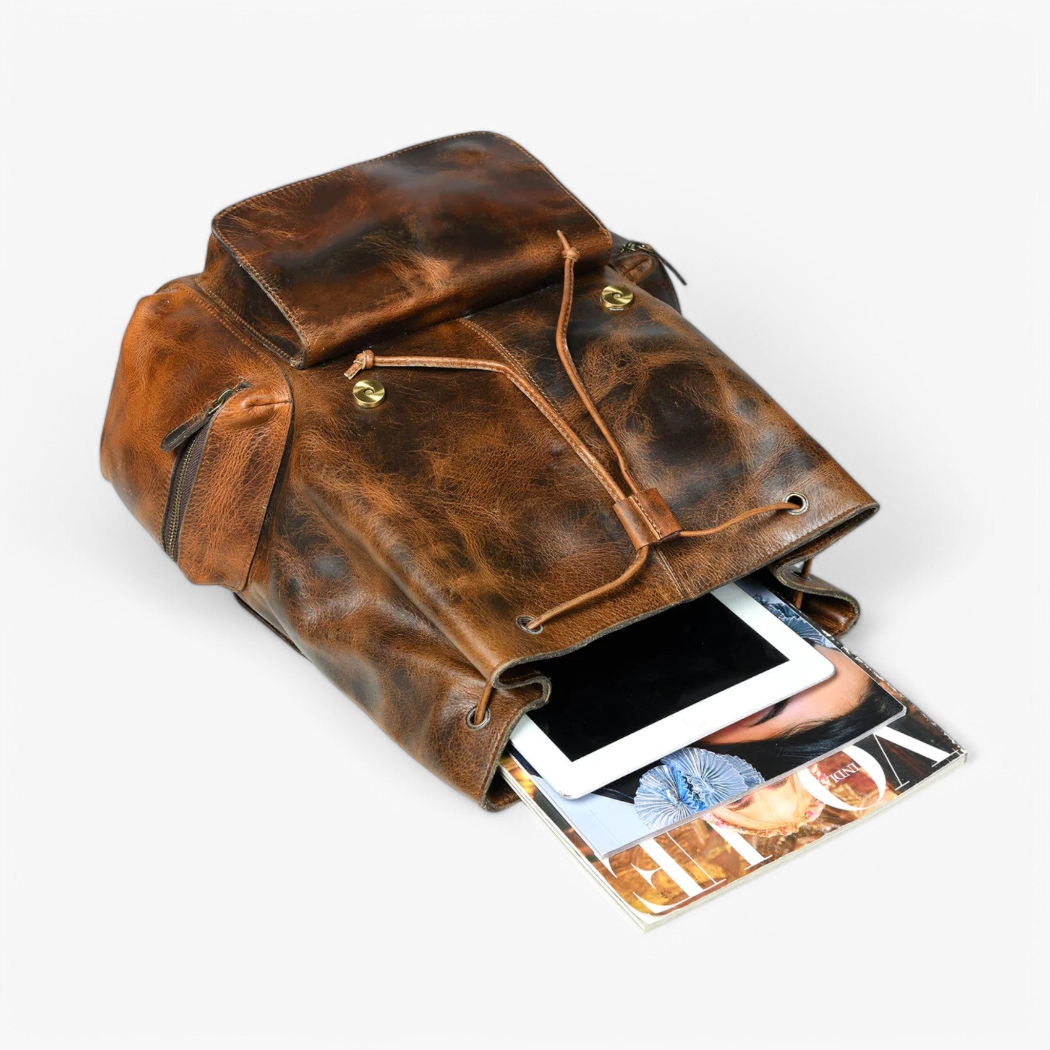 Vortex | Zaino in pelle marrone bruciato - - - Concept Palermo