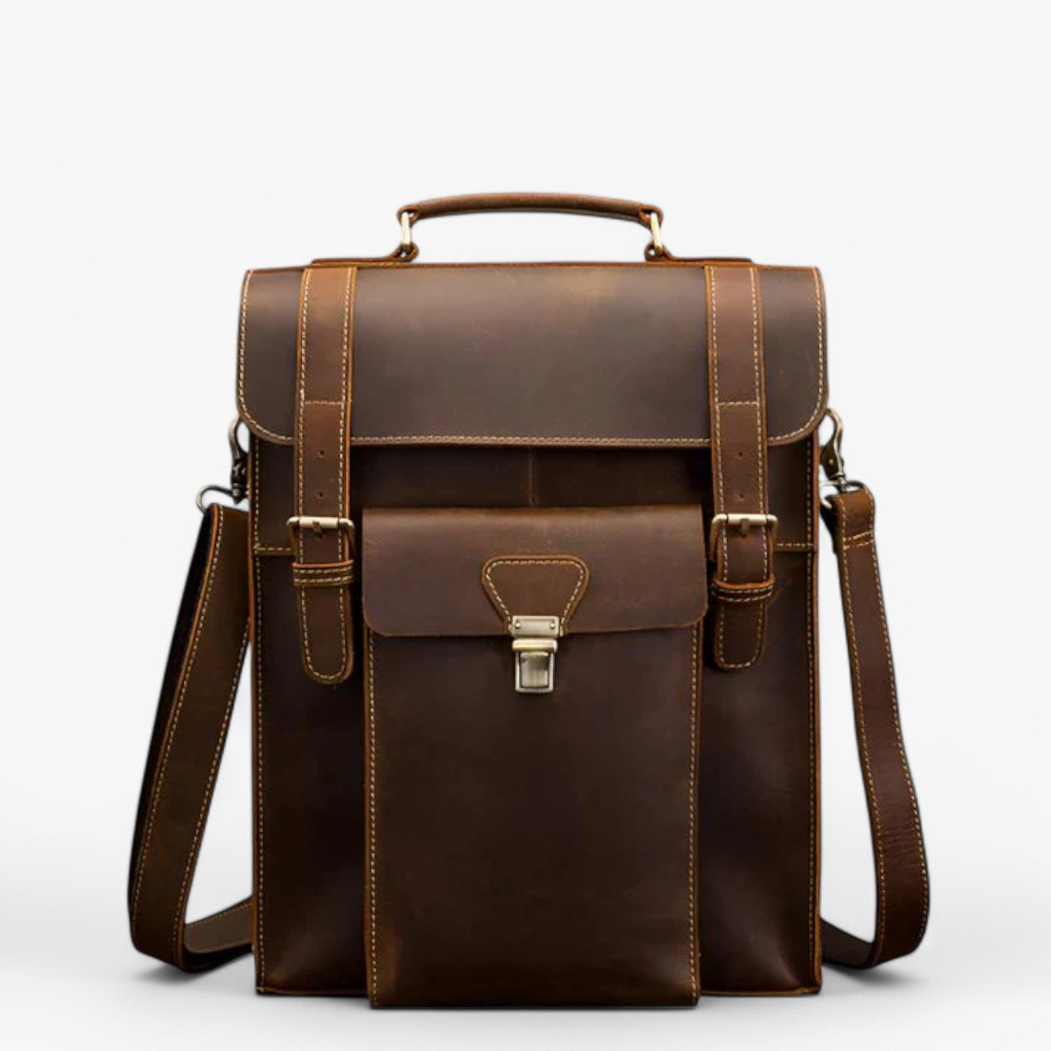 Vittorio | Zaino e valigetta in pelle di lusso - Marrone - - Concept Palermo