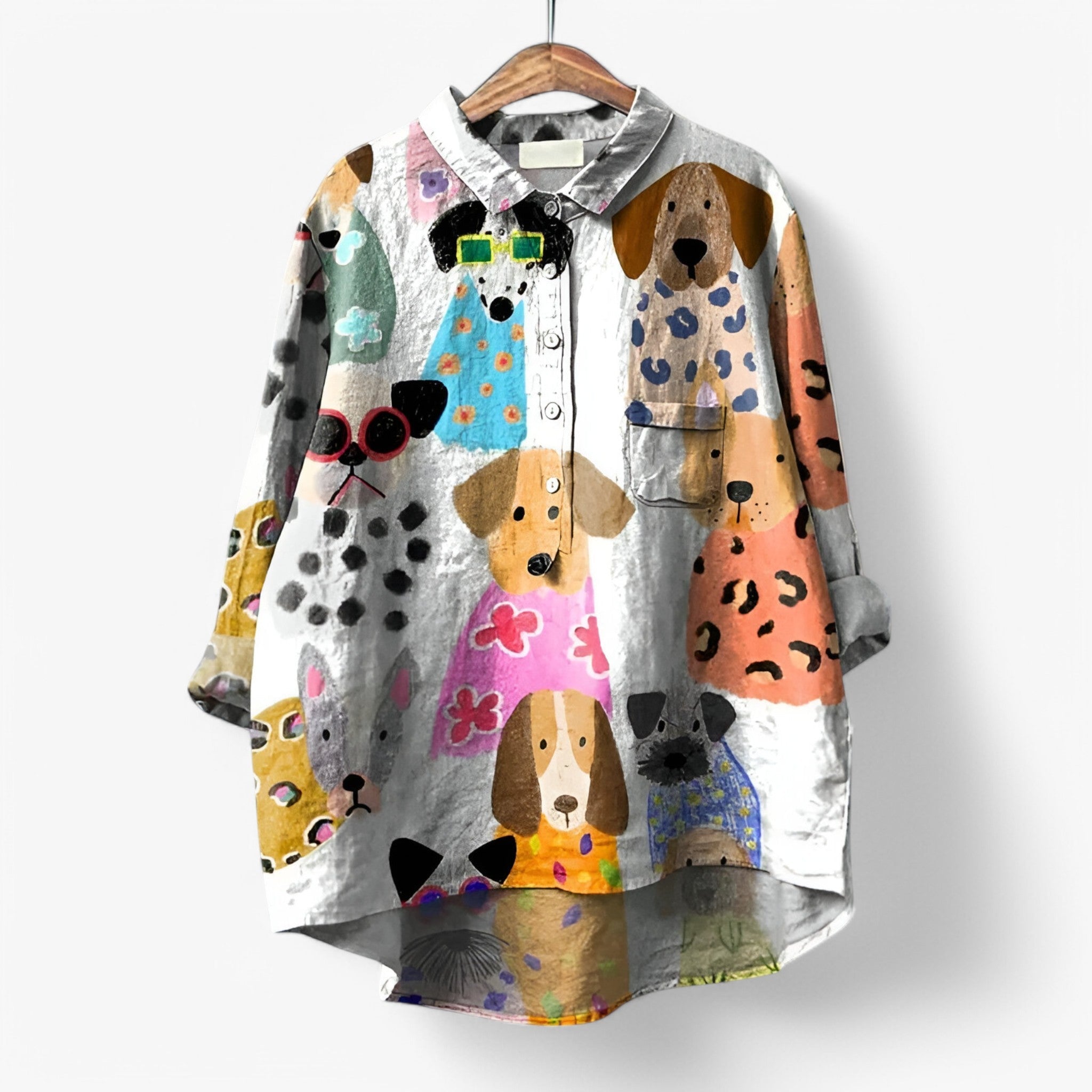 Jane | Camicia con stampa grafica - elegante e accattivante - Colore Cane - camicia con stampa grafica camicia donna camicia moderna look da ufficio moda donna - Concept Palermo