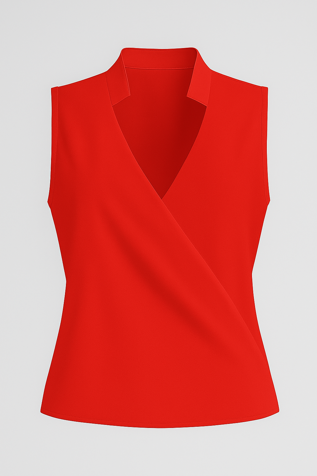 Elena | Blusa senza maniche con scollo a V e colletto alto - Rosso - fashion Frauen Oberteil - Concept Palermo