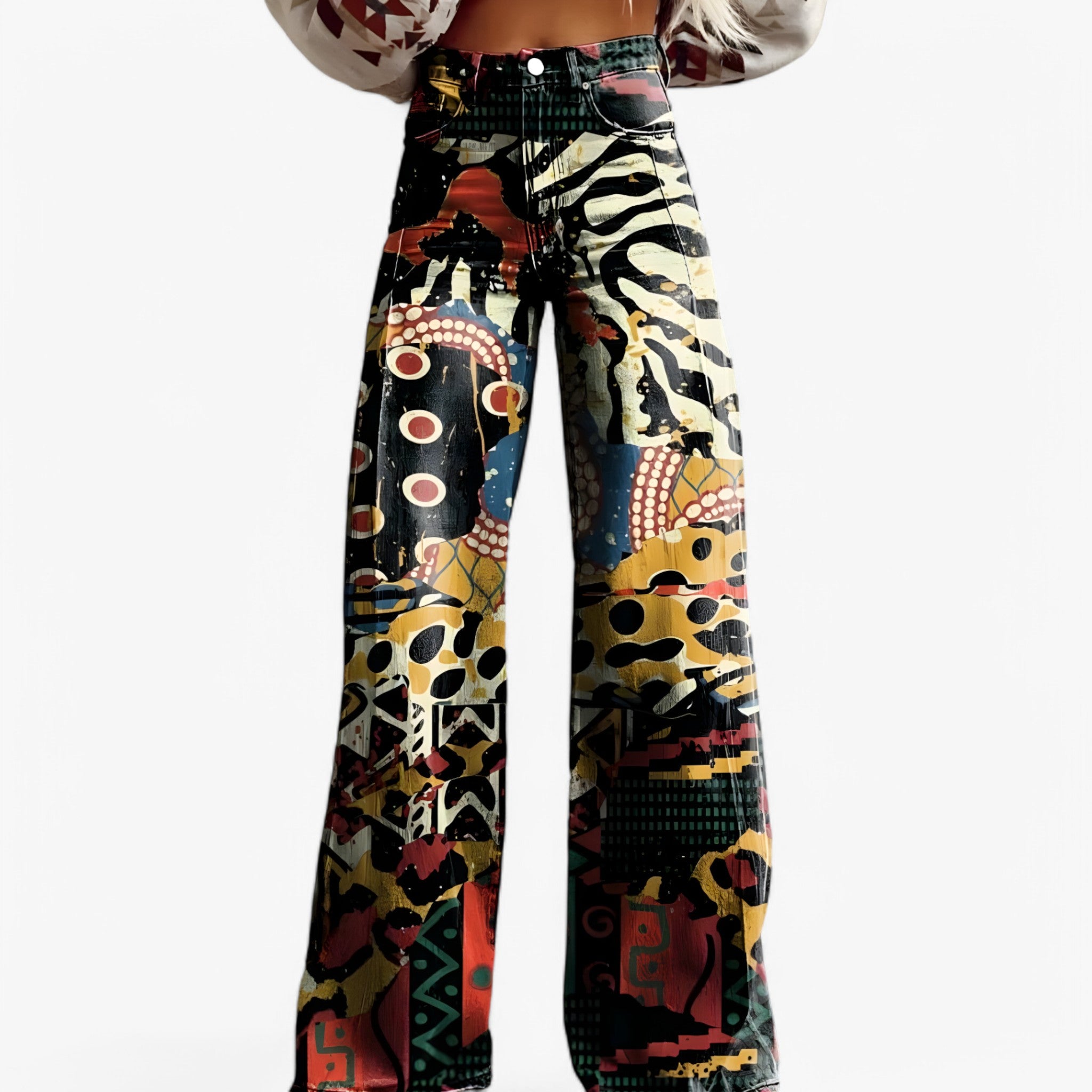 Clare | Pantaloni a gamba larga - Casual e alla moda - Azteco - - Concept Palermo