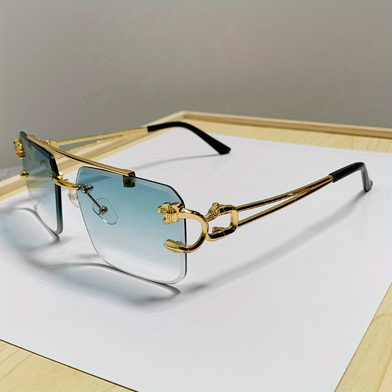 1 paio di occhiali da sole quadrati alla moda senza montatura per uomo - Verde - Fashion Sunglasses Sunglasses - Concept Palermo