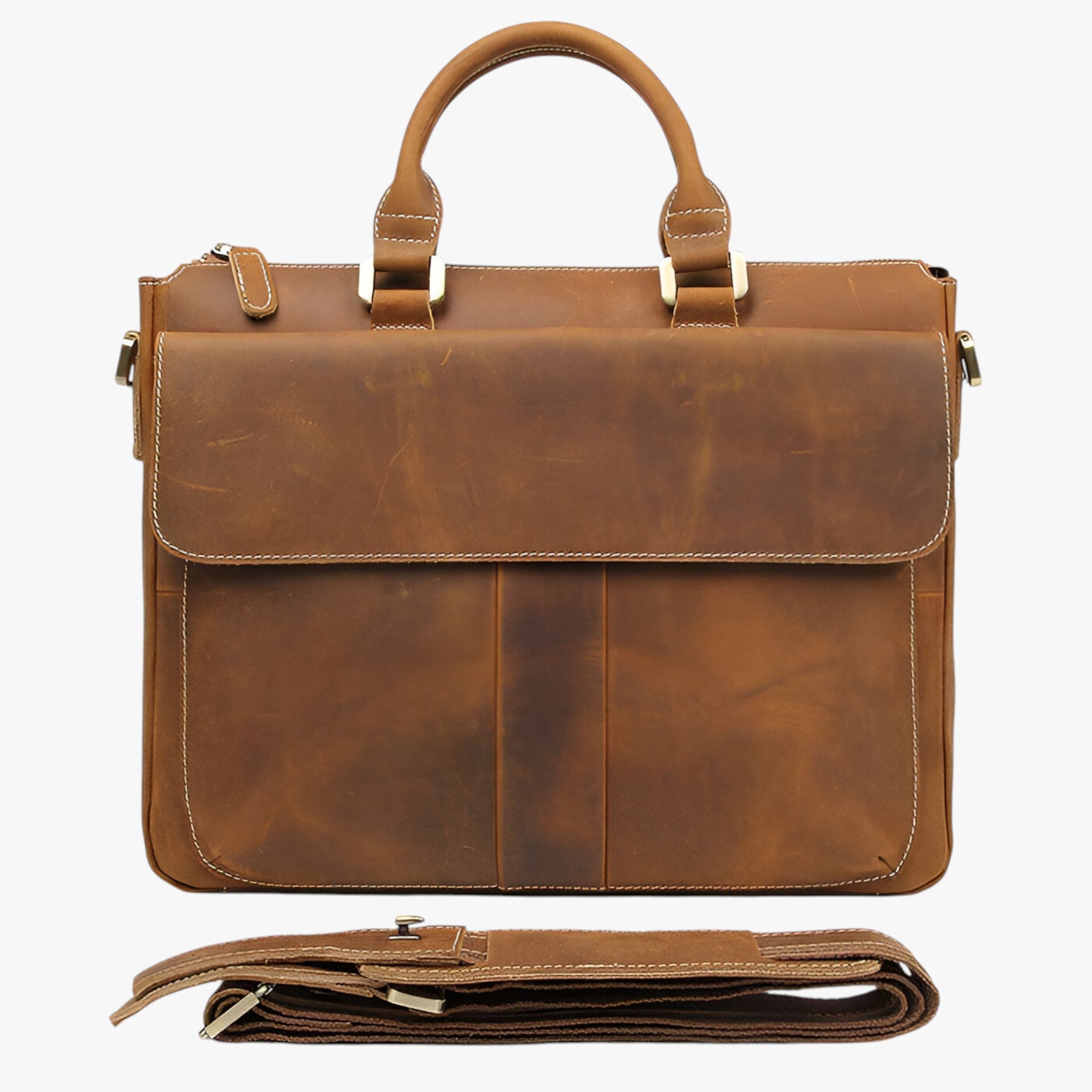 Arthur | Borsa per Laptop in Pelle con Tracolla - Marrone chiaro - - Concept Palermo