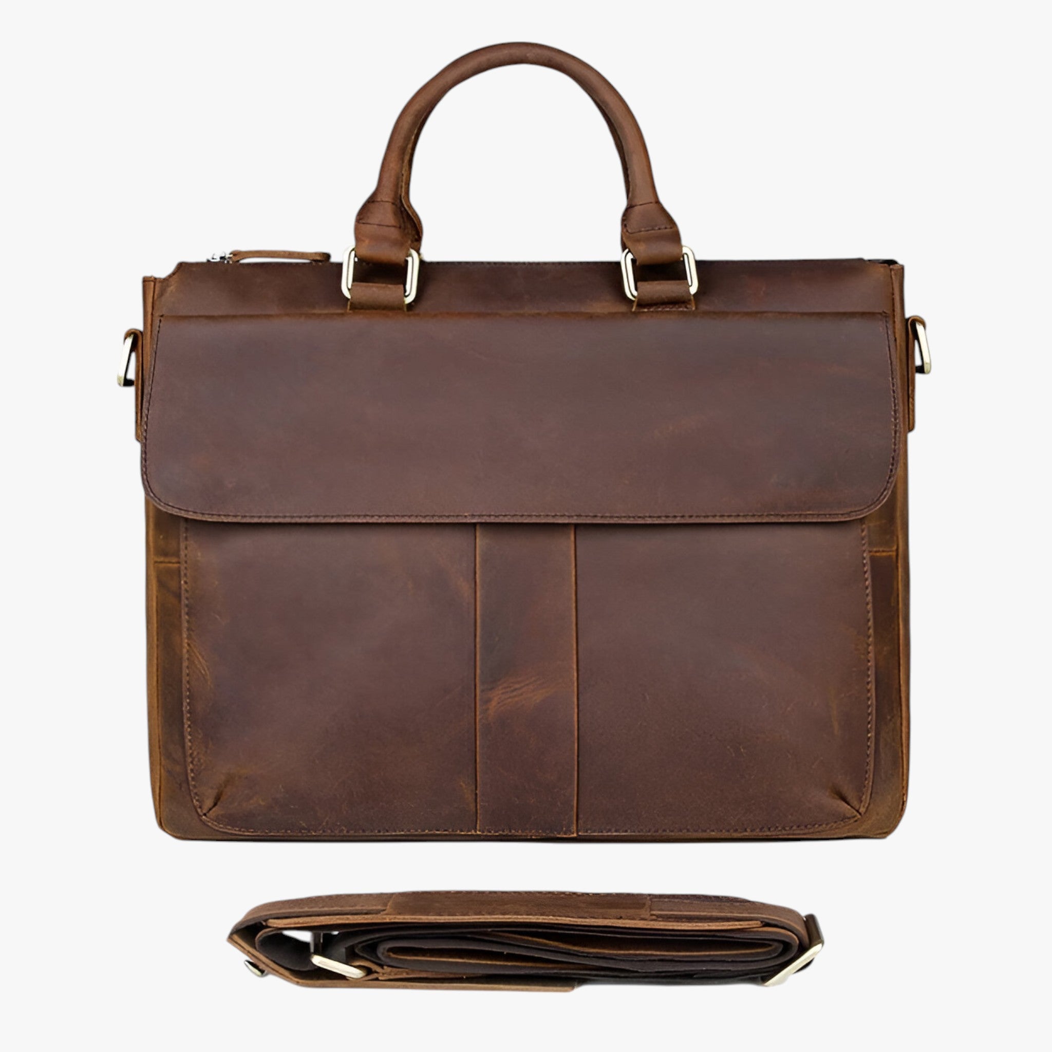 Arthur | Borsa per Laptop in Pelle con Tracolla - Marrone - - Concept Palermo