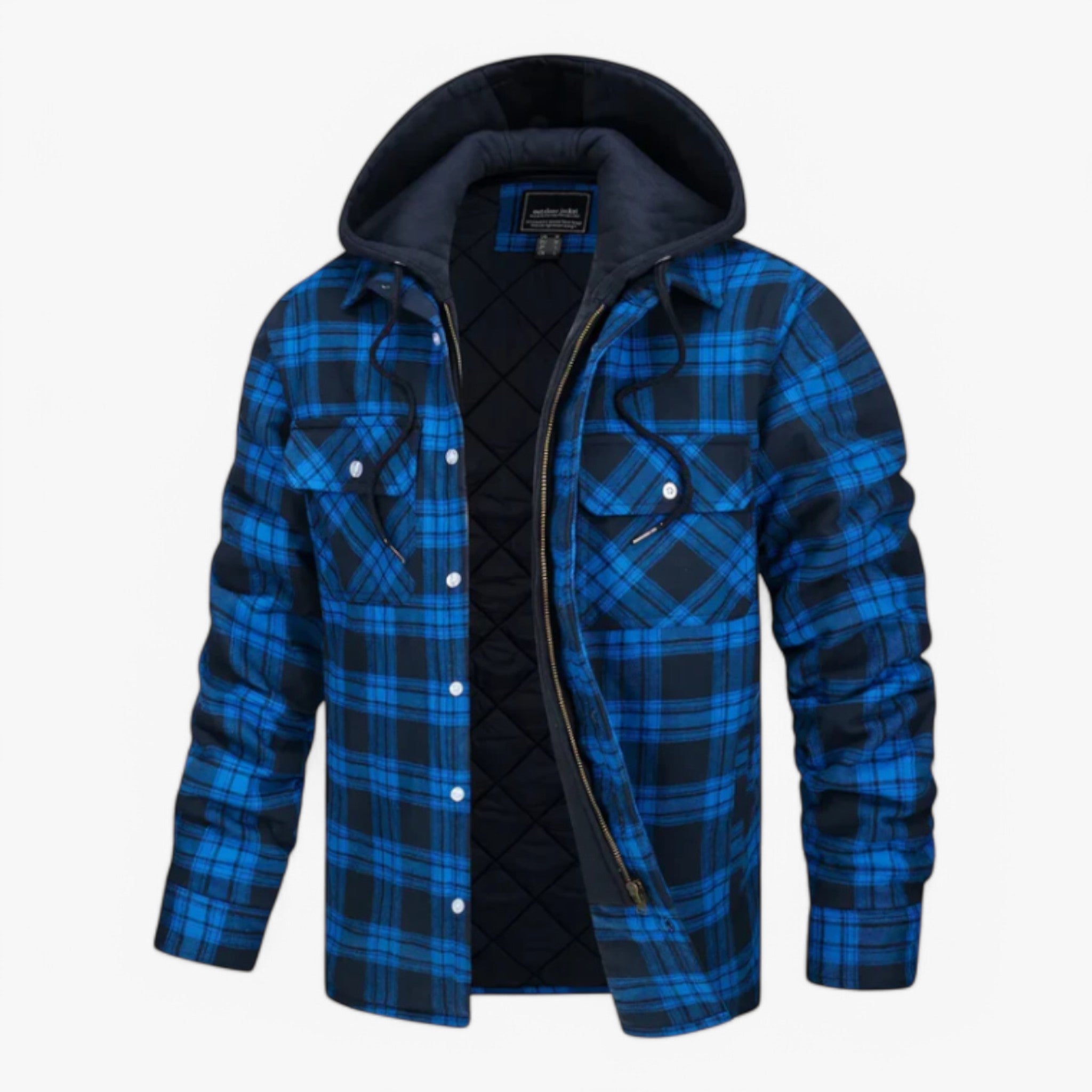 Mikkel | Flanella a Righe con Cappuccio - Blu marino - - Concept Palermo