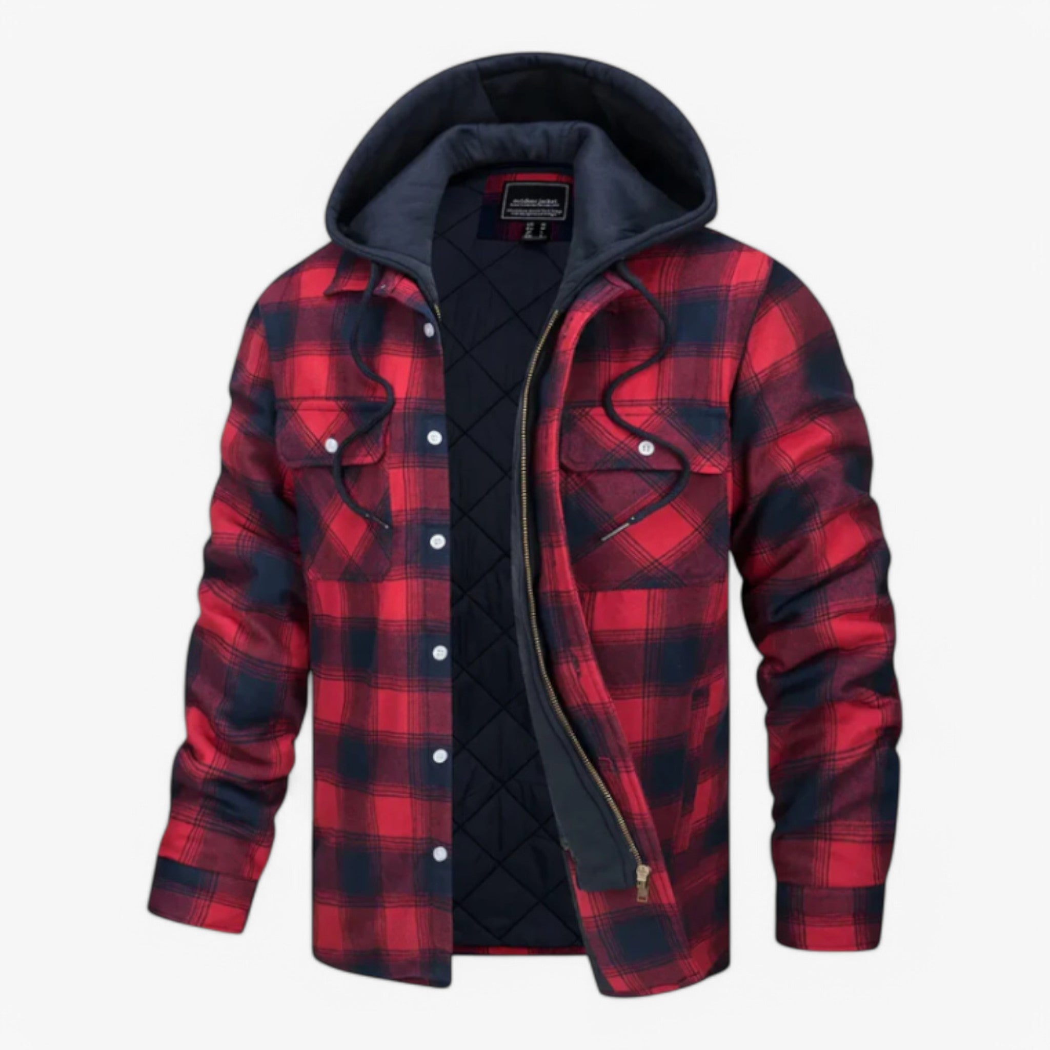 Mikkel | Flanella a Righe con Cappuccio - Rosso - - Concept Palermo