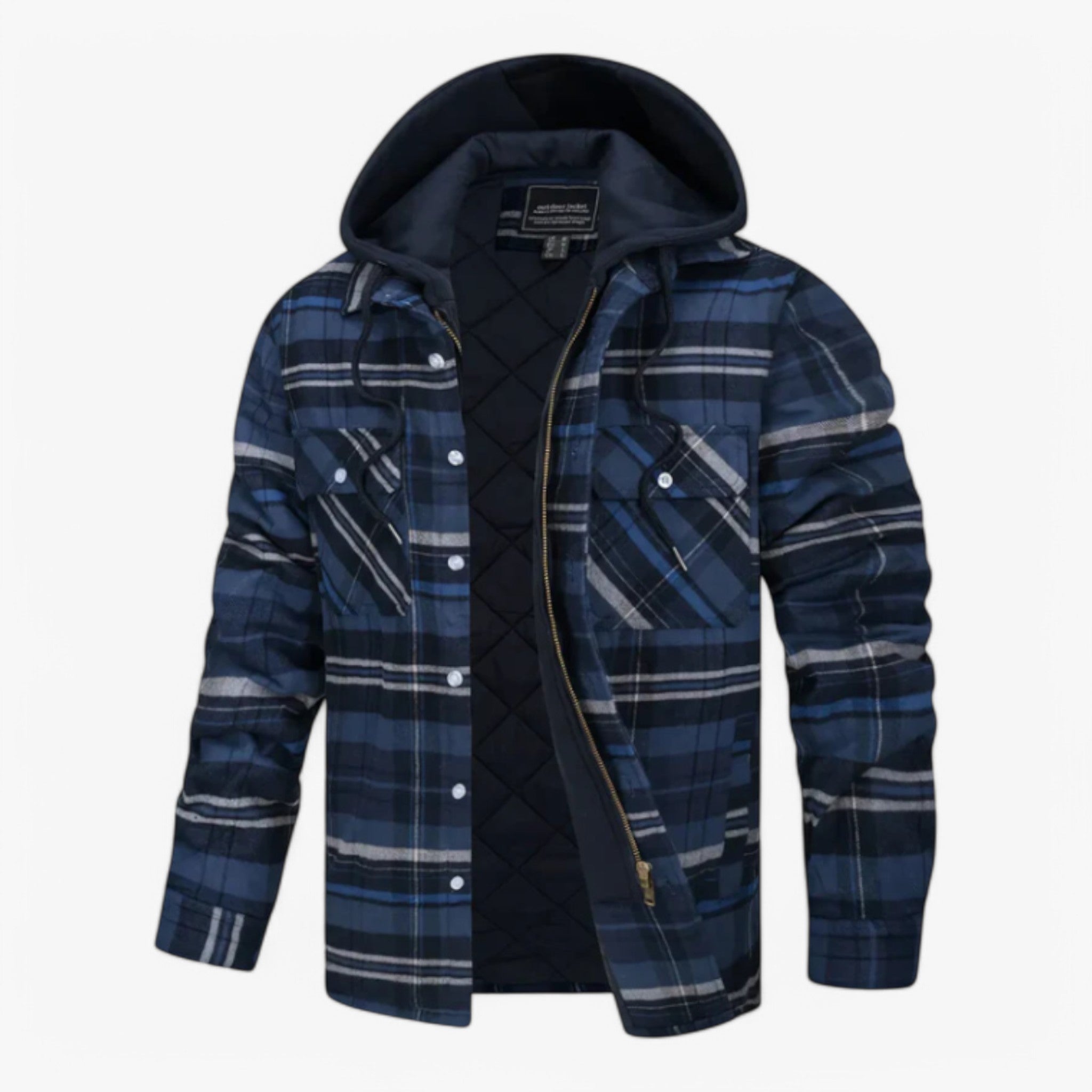Mikkel | Flanella a Righe con Cappuccio - Blu scuro - - Concept Palermo