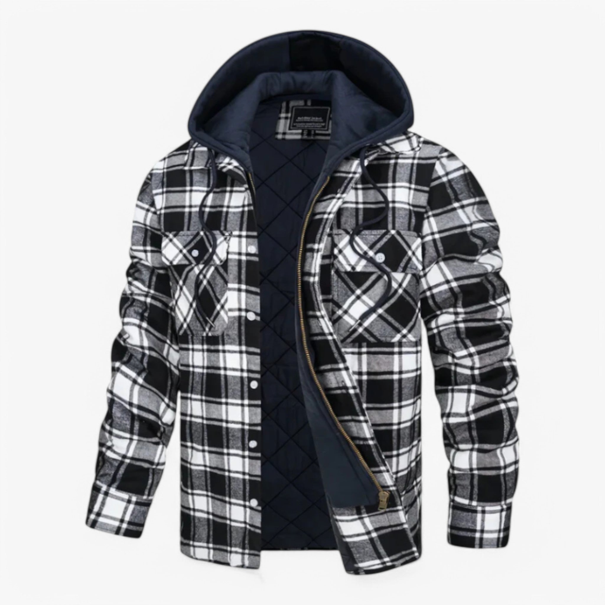 Mikkel | Flanella a Righe con Cappuccio - Nero - - Concept Palermo