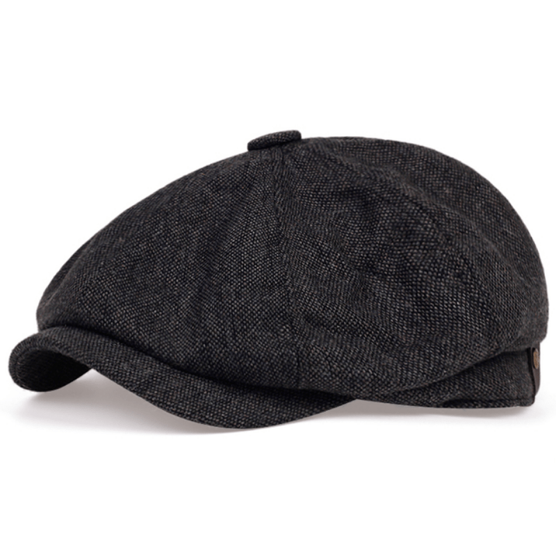 Cappellino retrò con otto pannelli in tessuto tweed a spina di pesce, berretto casual a righe - - caps hats - Concept Palermo