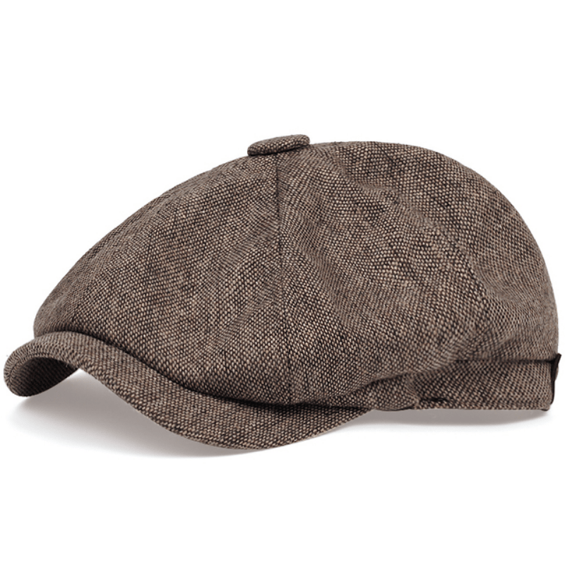 Cappellino retrò con otto pannelli in tessuto tweed a spina di pesce, berretto casual a righe - - caps hats - Concept Palermo