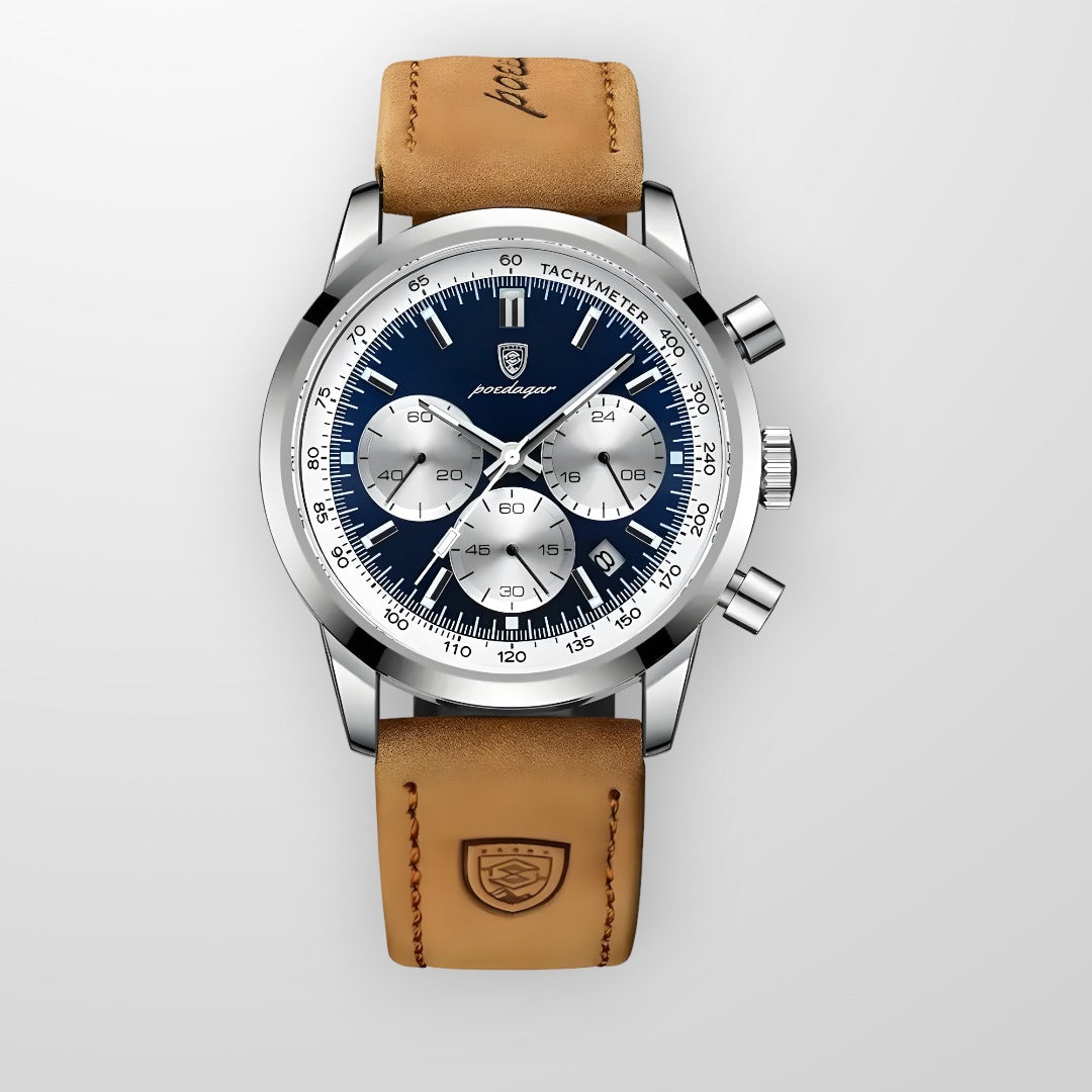 LuminousWatch™ - Orologi di lusso per uomo - Marrone Argento - horloges voor mannen lichtgevende wijzers LuminousWatch™ Luxe herenhorloge Luxe horlogerie new_for_google precisietijdmeting saffierglas verstelbaar bandje waterbestendig - Concept Palermo