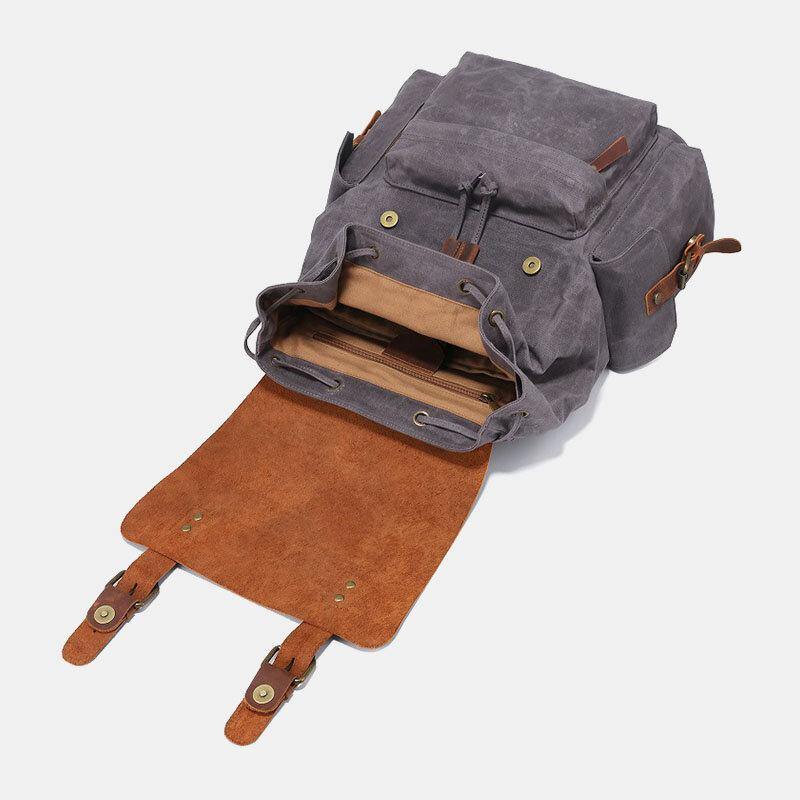 Zaino per laptop RetroRider in tela e pelle - - Backpacks - Concept Palermo