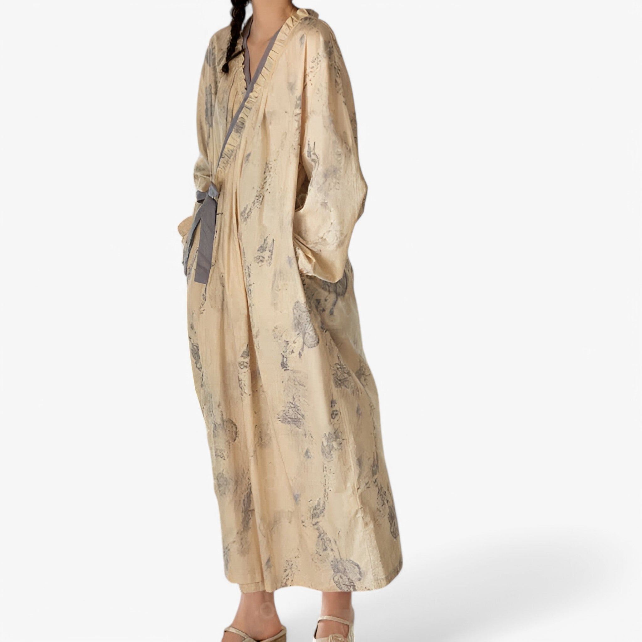 Elise | Morbida Camicia da Notte in 100% Cotone Puro - - Autumn Cotton EDM-repurchase Ink Long Sleeve Loungewear Nightdress Nightgown Nightie Pajama Set Sleepwear Spring Summer Women - Concept Palermo