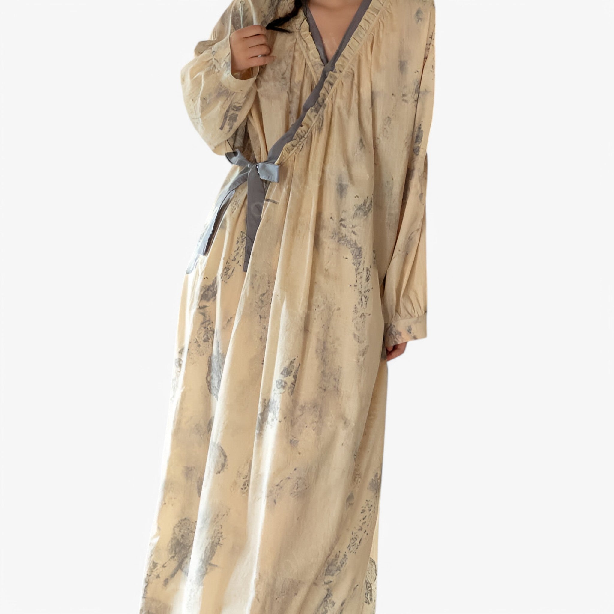 Elise | Morbida Camicia da Notte in 100% Cotone Puro - - Autumn Cotton EDM-repurchase Ink Long Sleeve Loungewear Nightdress Nightgown Nightie Pajama Set Sleepwear Spring Summer Women - Concept Palermo
