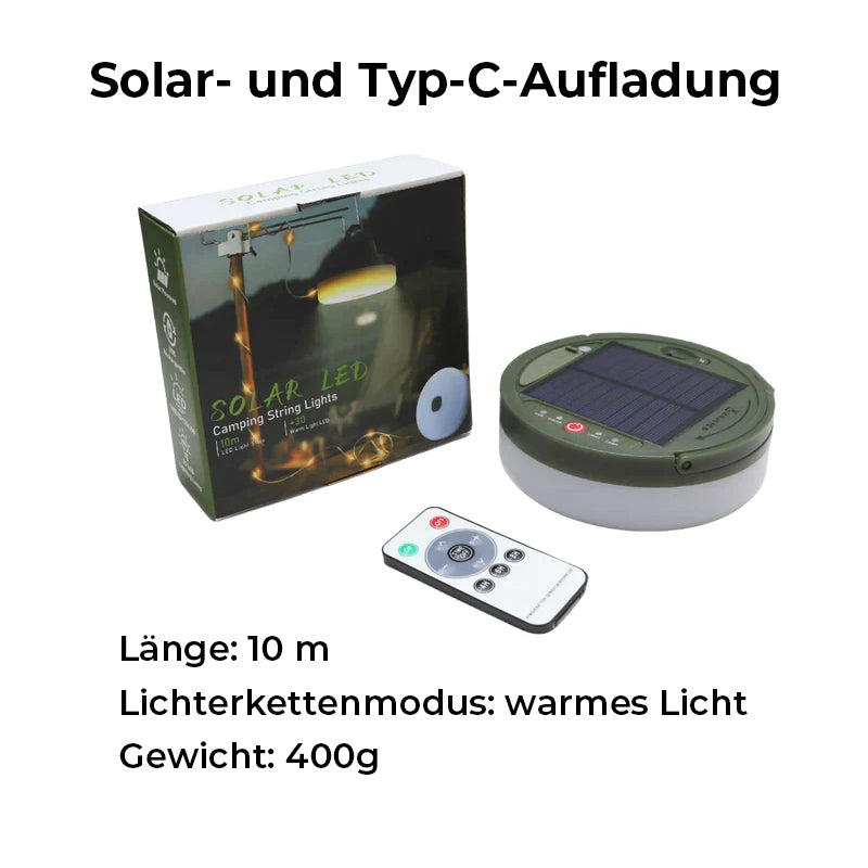 Catena luminosa portatile, pieghevole e a tenuta stagna - Ricarica solare e di tipo C (🌟Nuovo arrivo) 10 m 393.7 inch - camping lights lights - Concept Palermo