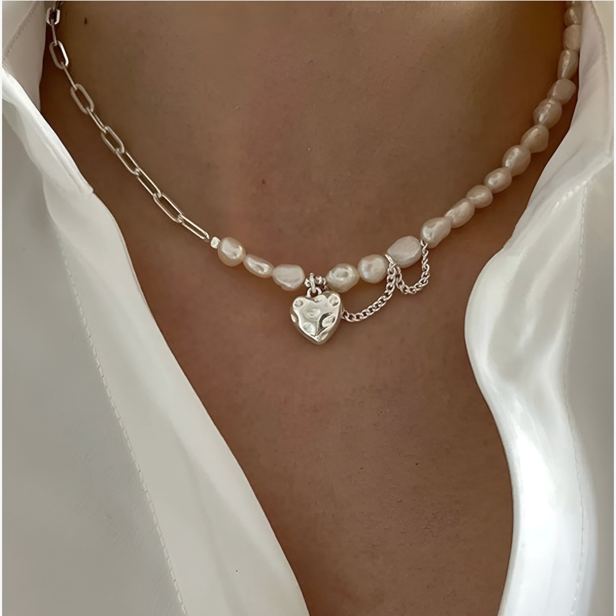 Sophia | Collana Asimmetrica Hartparel - - 925 Silver gifts-necklace necklace Pearls Silver & Pearl - Concept Palermo