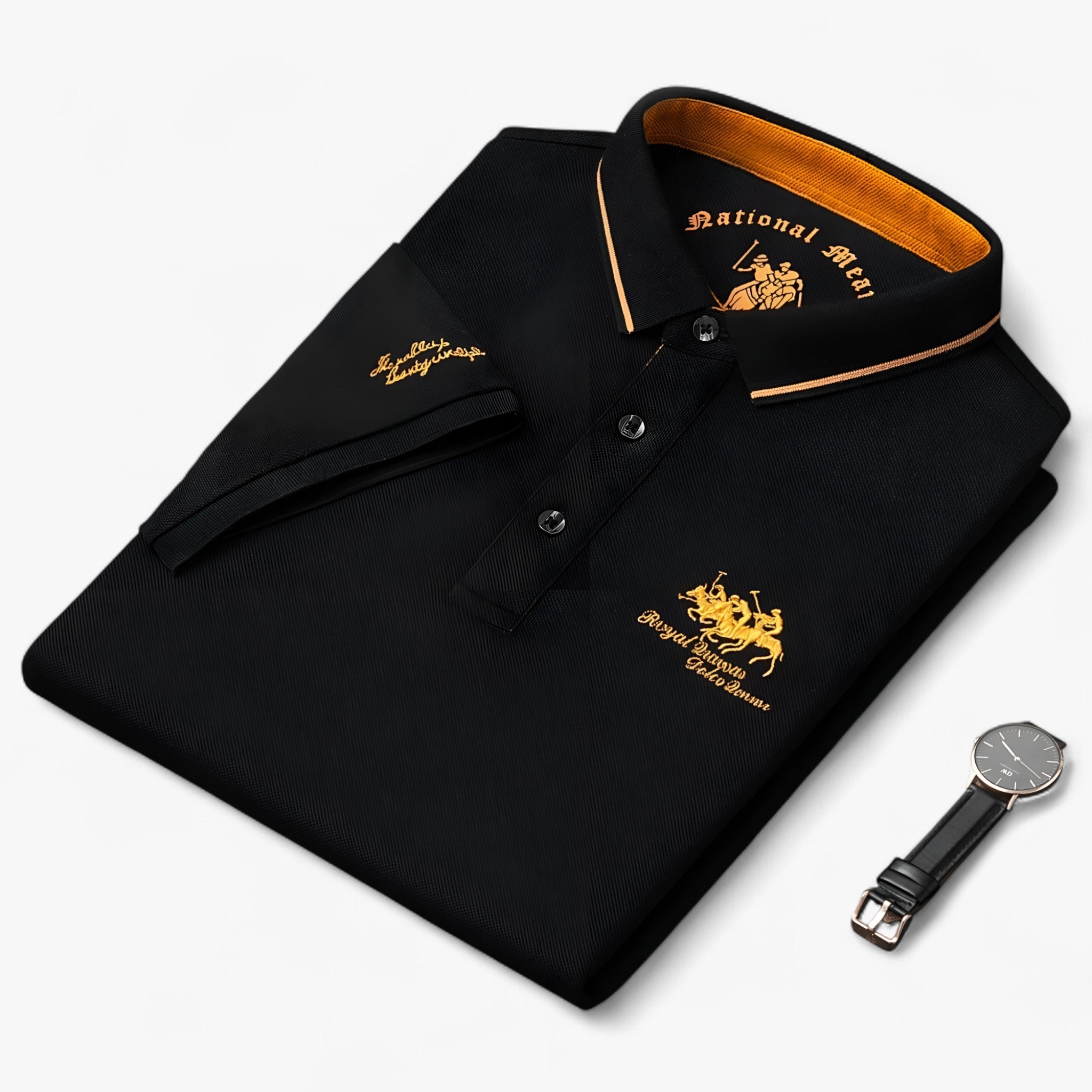 Leonardo | Polo in cotone di lusso - Nero - men's polo men's polo shirt - Concept Palermo