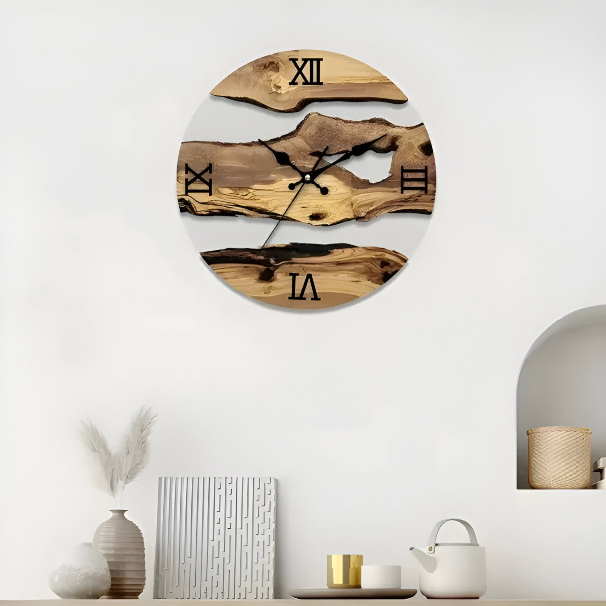 Alaric | Orologio da parete minimalista con accenti in legno - - P277 wall clock - Concept Palermo