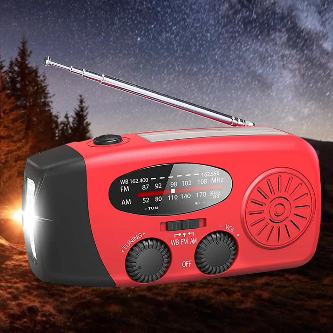 SolarSafe - Radio di emergenza e torcia solare e a manovella! - - Nieuw binnen-tag - Concept Palermo