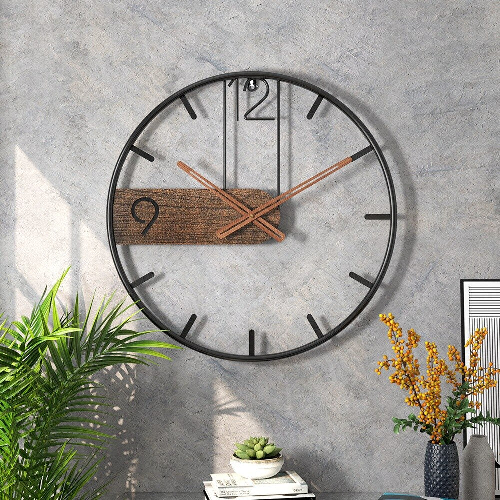Acciaio-Noce | Orologio dal design elegante - Espande il tuo spazio con un raffinato mix di materiali - - clocks wall clocks wallclock - Concept Palermo