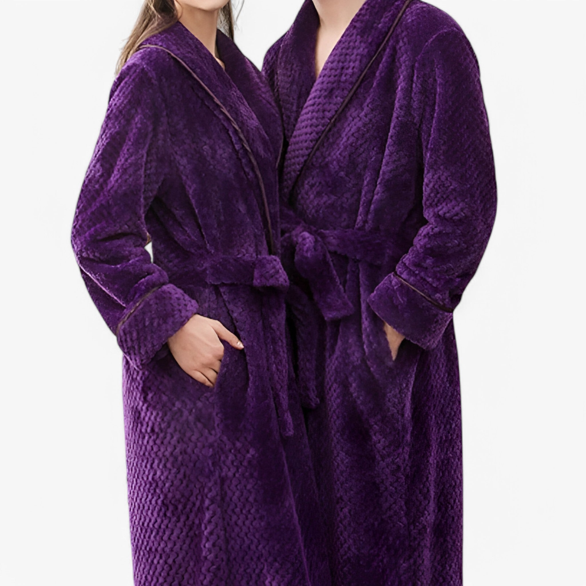 Sofia | Morbido Accappatoio in Pile - Viola - Autumn Bathrobes Fleece Fluffy Long Sleeve Nightgown Pajama Pocket Robe Sleepwear Solid Color Spring Winter Women - Concept Palermo
