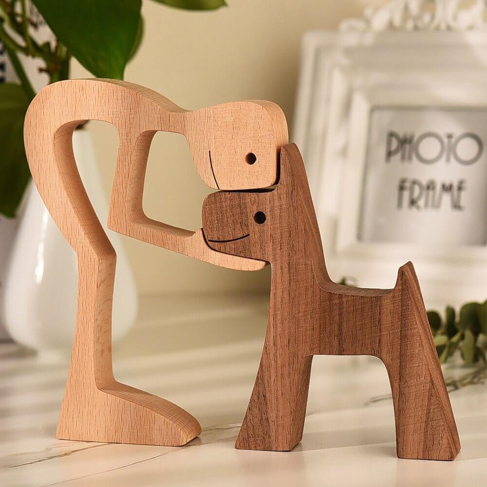 Scultura in legno di uomo e cane - Uomo con cane - M1548 new_for_google - Concept Palermo