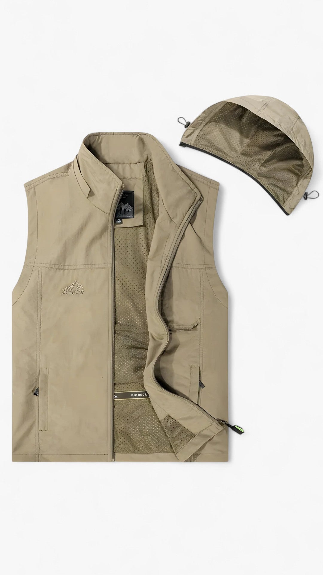 Gilet da pesca traspirante con tasche multiple - Khaki - fishing vest hiking vest vests - Concept Palermo