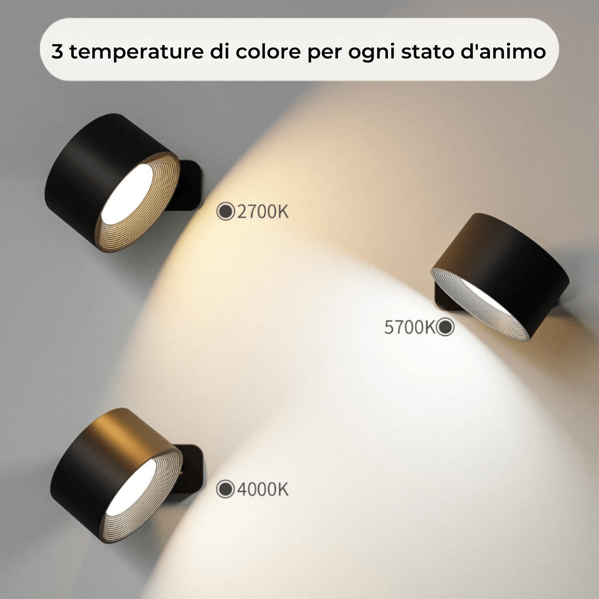 Flexilight™ | Lampada da parete wireless ricaricabile a 360° - - home Væglamper - Concept Palermo