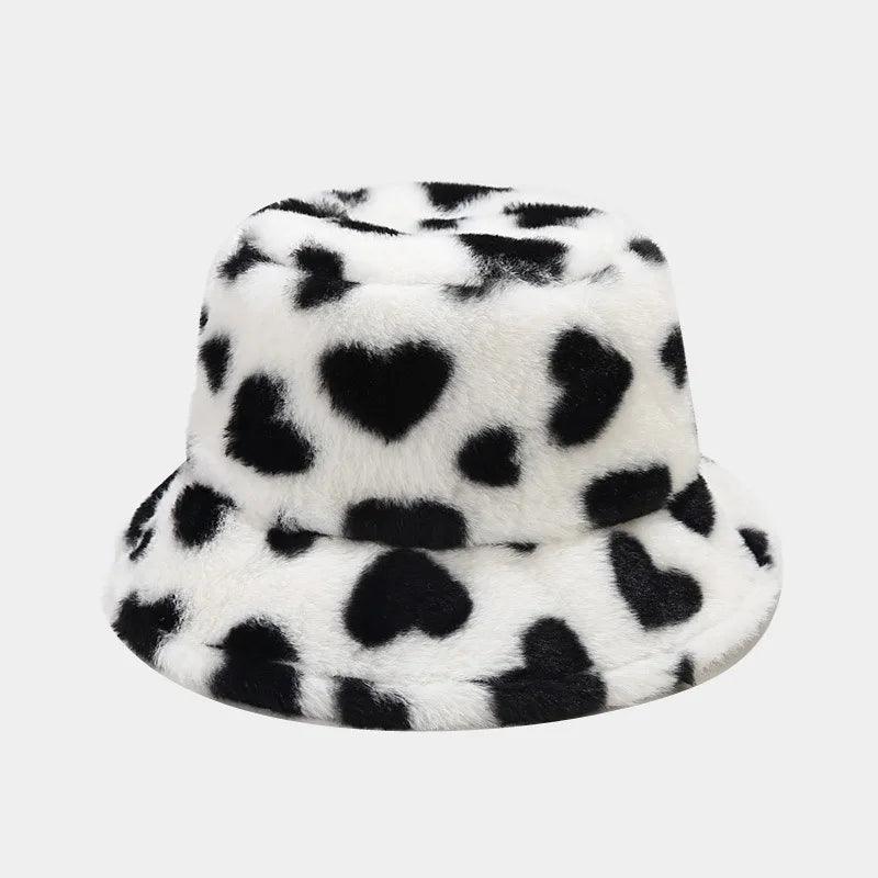BEATRIX - Dames winter hart print imitatie bont vissershoed - - - Concept Palermo
