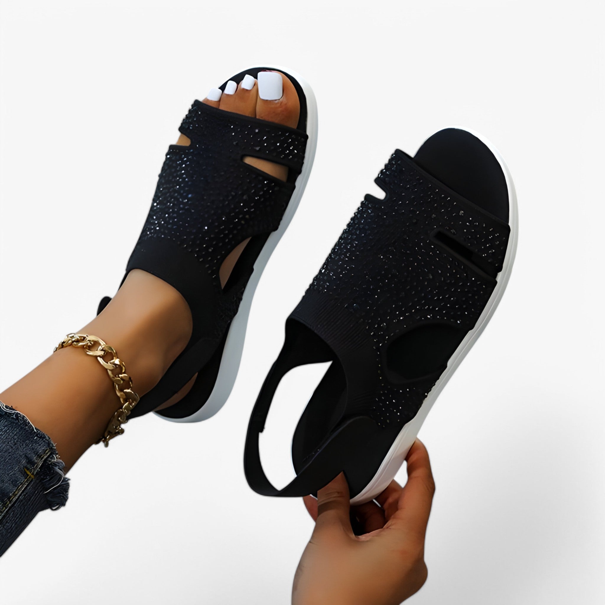 Isabelle | Sandali ortopedici da donna - Perfetti per il comfort quotidiano e il supporto ergonomico - Nero - sandals women sandals - Concept Palermo