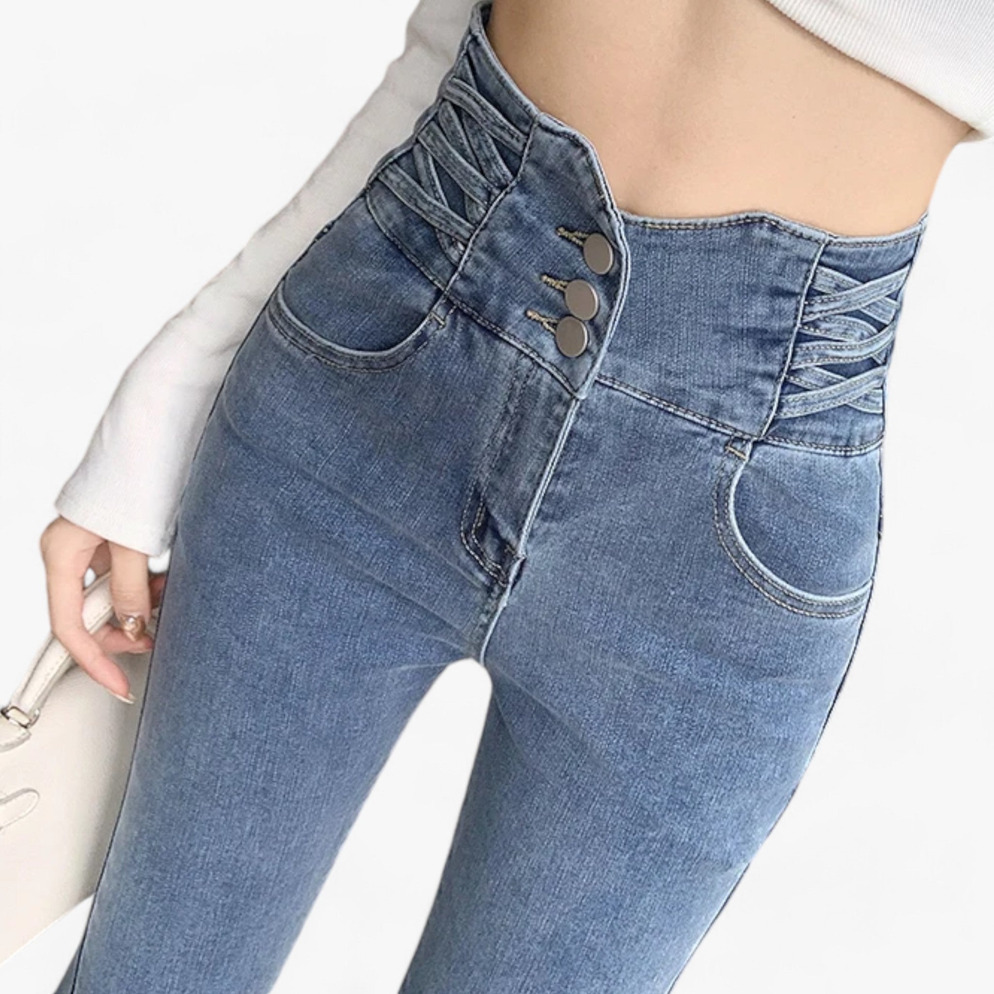 Nina | Jeans skinny a matita - Elastico sottile per una vestibilità più snella - - pants pants for women Pants women women pants - Concept Palermo