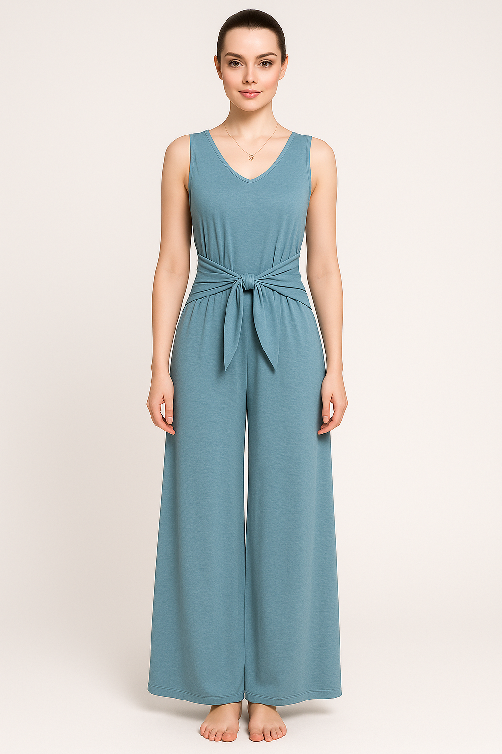 Lia | Tuta estiva con scollo a V e cintura annodata - - 12/28/2024 GOOD jumpsuit Summer/Jumpsuit - Concept Palermo