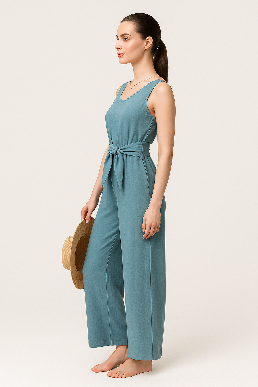 Lia | Tuta estiva con scollo a V e cintura annodata - - 12/28/2024 GOOD jumpsuit Summer/Jumpsuit - Concept Palermo