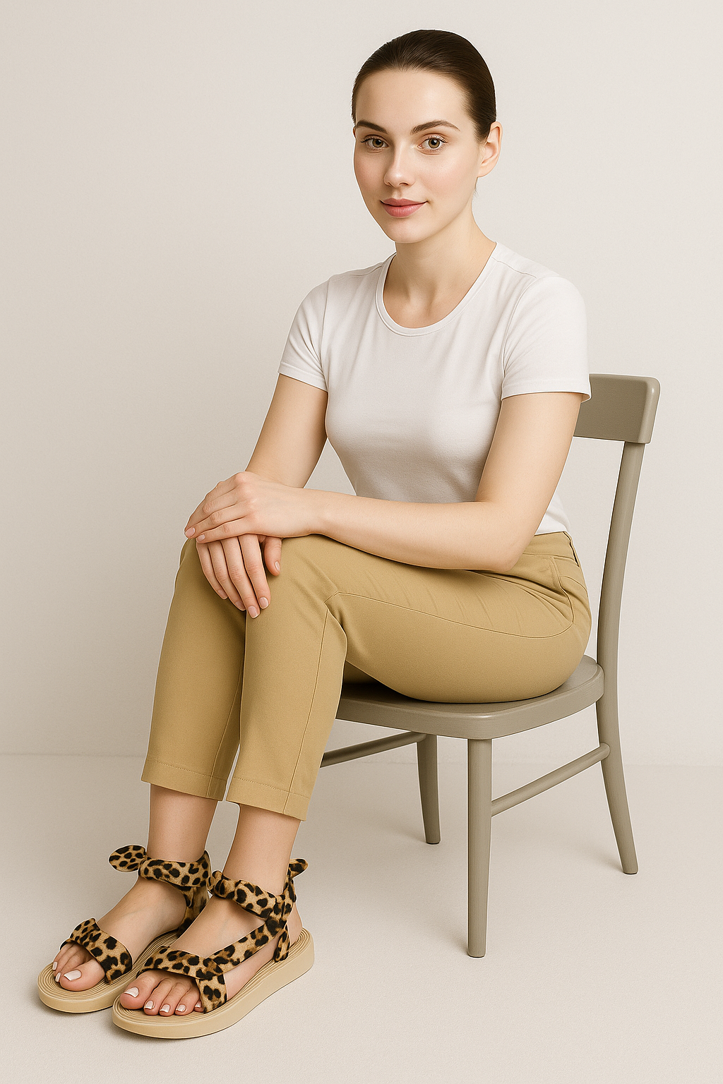 Peyton | Sandali estivi con stampa leopardata e fiocchi regolabili - - Accessoires Dames Sandalen Schoenen - Concept Palermo