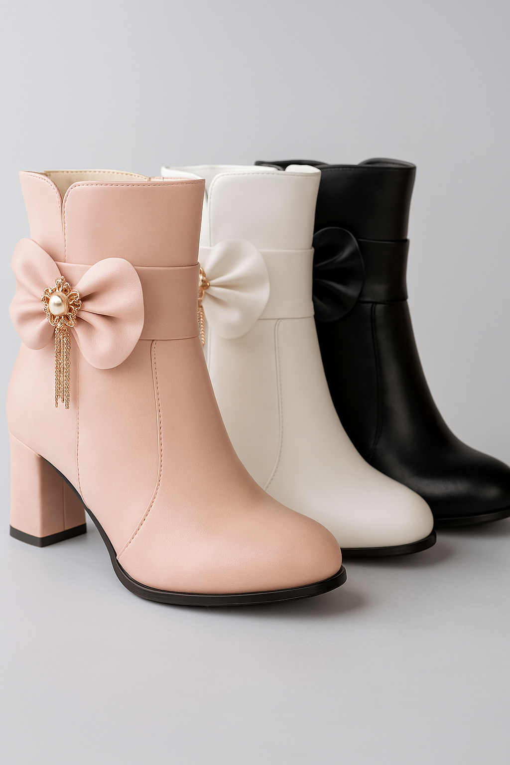 Sofia | Stivaletti alla caviglia con fiocco e dettagli in cristallo - - BOOTS Boots & Shoes Leather Boots - Concept Palermo