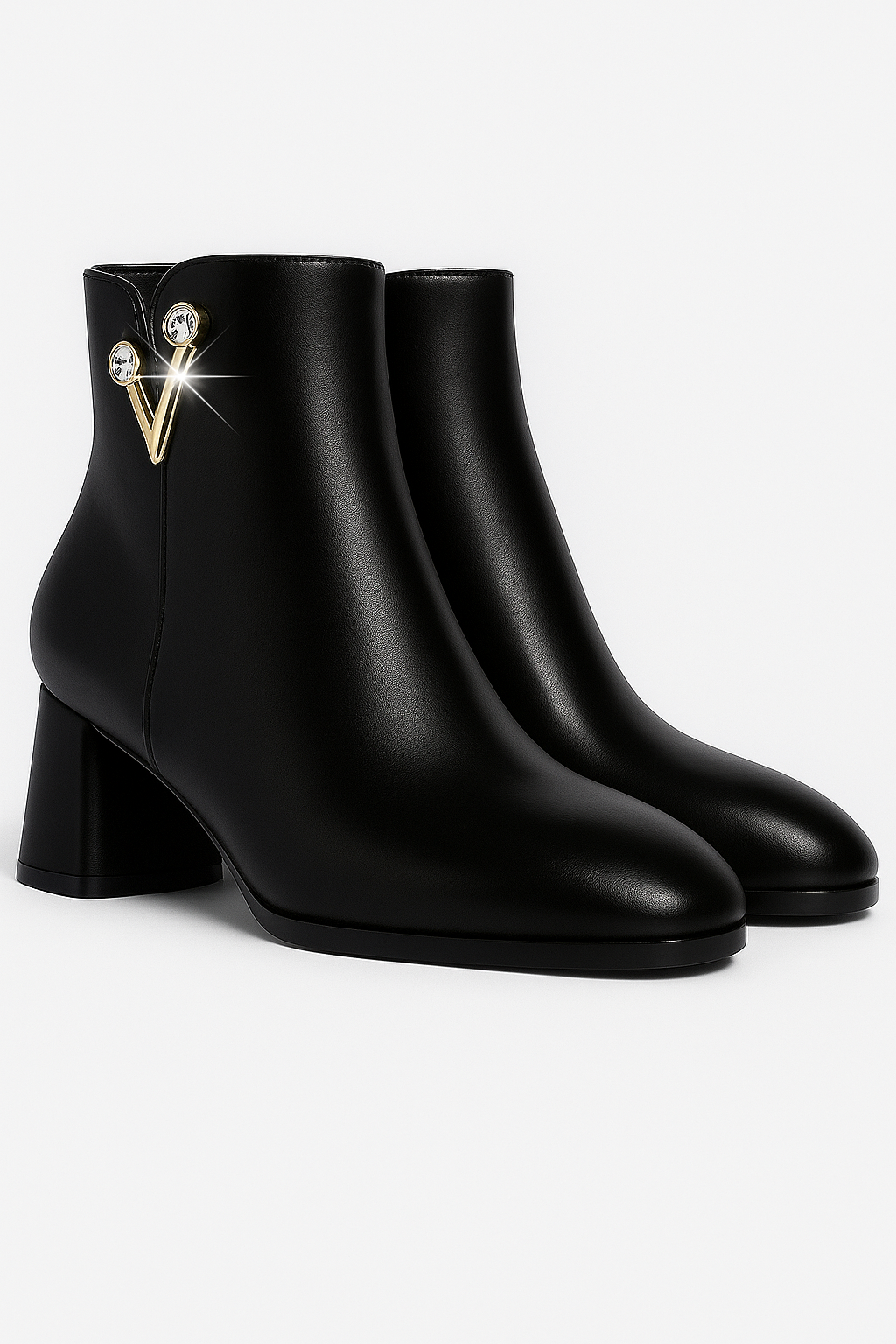Victoria | Stivaletti alla caviglia con dettagli in cristallo e zip laterale - Nera - BOOTS Boots & Shoes - Concept Palermo
