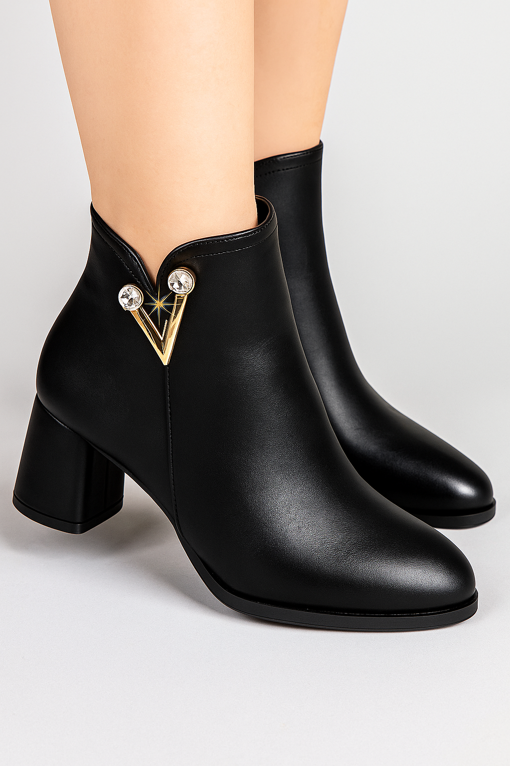 Victoria | Stivaletti alla caviglia con dettagli in cristallo e zip laterale - - BOOTS Boots & Shoes - Concept Palermo