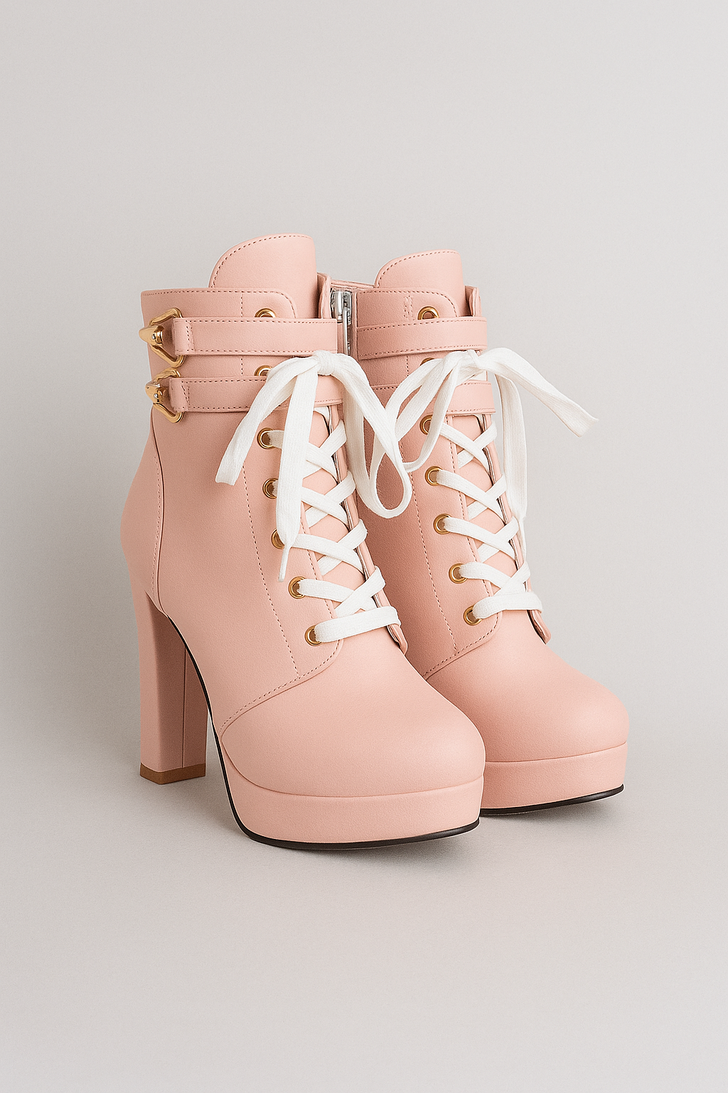Grazia | Stivaletti alla Caviglia con Tacco Alto e Dettagli in Metallo - Rosa - BOOTS Boots & Shoes - Concept Palermo