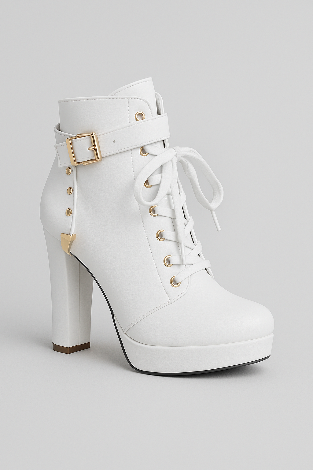 Ellie | Stivaletti alla Caviglia con Tacco Alto e Lacci Eleganti - Bianco - BOOTS Boots & Shoes - Concept Palermo