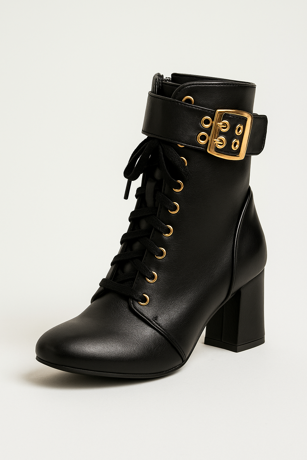 Claire | Stivaletti alla Caviglia con Lacci e Cinturino Regolabile - Nero - BOOTS Boots & Shoes - Concept Palermo