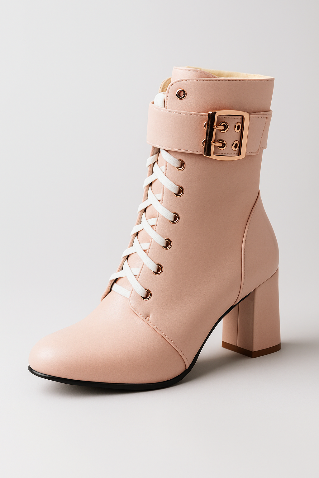 Claire | Stivaletti alla Caviglia con Lacci e Cinturino Regolabile - Rosa - BOOTS Boots & Shoes - Concept Palermo