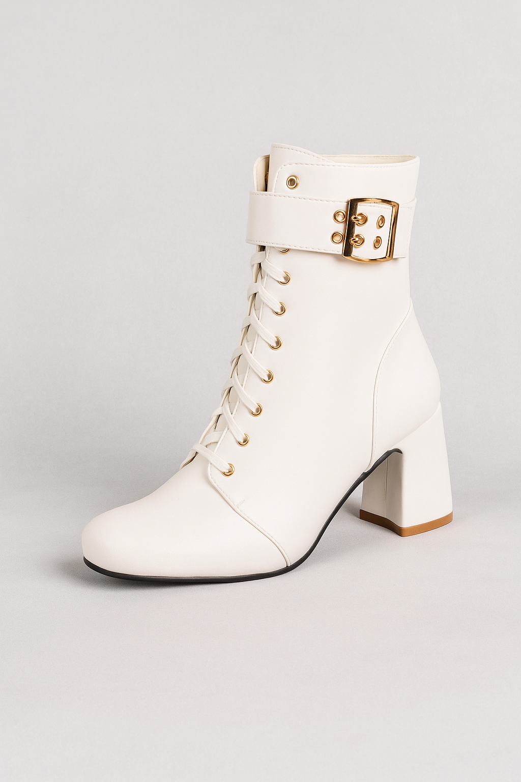 Claire | Stivaletti alla Caviglia con Lacci e Cinturino Regolabile - Bianco - BOOTS Boots & Shoes - Concept Palermo
