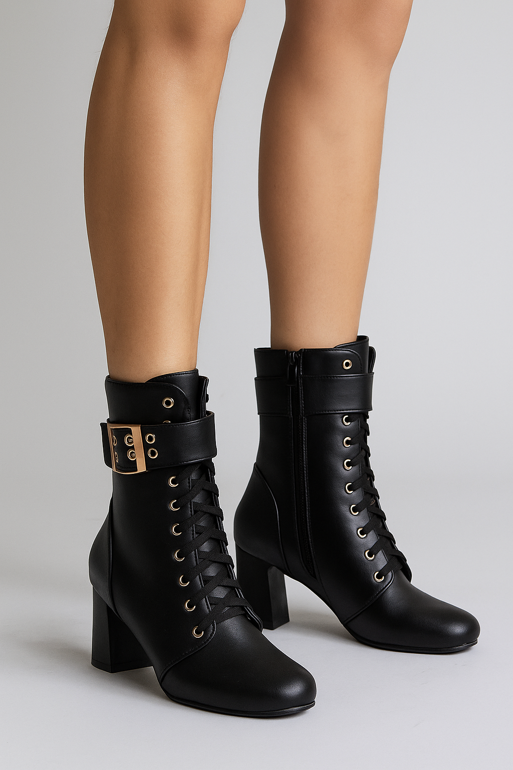 Claire | Stivaletti alla Caviglia con Lacci e Cinturino Regolabile - - BOOTS Boots & Shoes - Concept Palermo