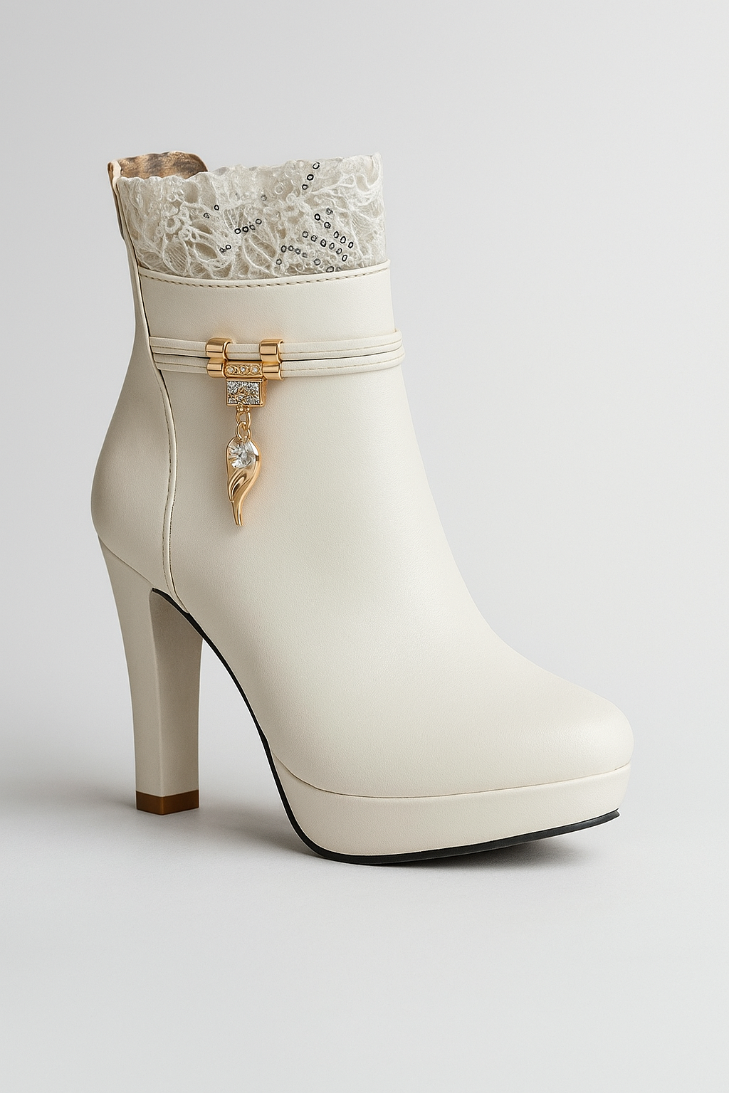 Hailey | Stivaletti con Tacco Alto e Dettagli in Lacci e Charm - Bianco - BOOTS Boots & Shoes shoes shoes for women Shoes women womens shoes - Concept Palermo