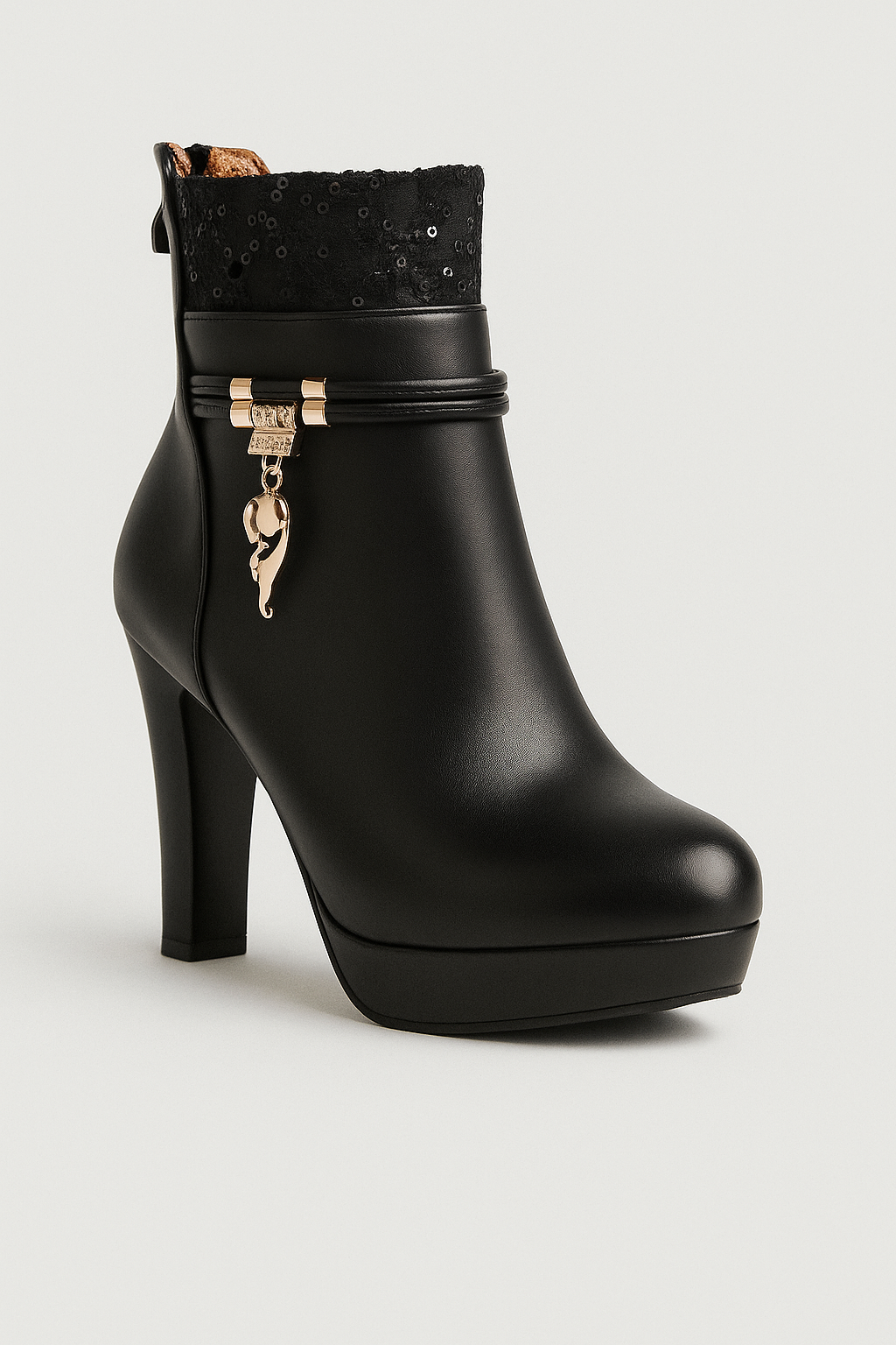 Hailey | Stivaletti con Tacco Alto e Dettagli in Lacci e Charm - Nero - BOOTS Boots & Shoes shoes shoes for women Shoes women womens shoes - Concept Palermo