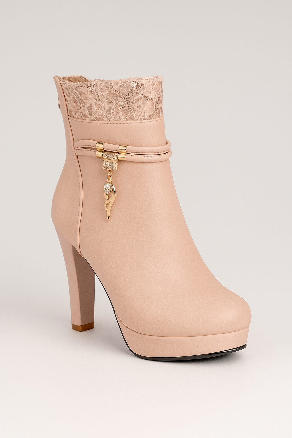 Hailey | Stivaletti con Tacco Alto e Dettagli in Lacci e Charm - Rosa - BOOTS Boots & Shoes shoes shoes for women Shoes women womens shoes - Concept Palermo